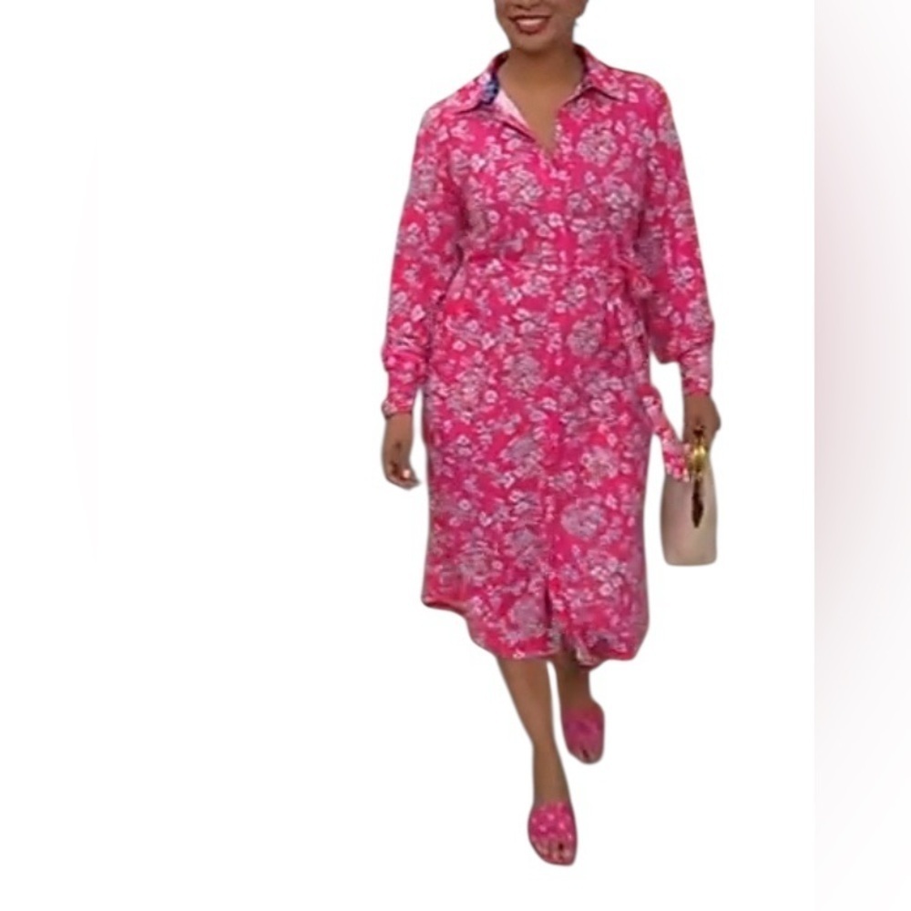 TWR HLL Long Sleeve Shirtdress with Belt - Picture 3 of 11